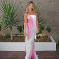 Summer Floral Print Tube Top Slit Bodycon Mesh Dress For Women