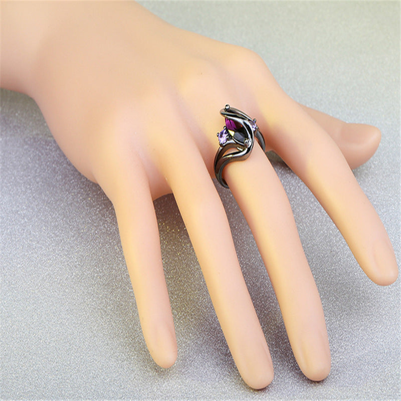 Sapphire Horse Eye Ring Female Black Gold Electroplated Bracelet European And American