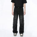 Vintage Zipper Design Multi-pocket Workwear Jeans