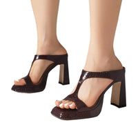 Water Platform Chunky-heel Square-toe Sandals For Outdoor Wear
