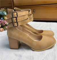 Women's High-top Low-cut Buckle Shoes With Back Zipper