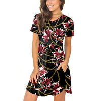 Women's Casual Crew-Neck Printed Pullover Short Sleeve