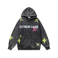 Star Letters Printed Long-sleeved Hooded Sweater For Men