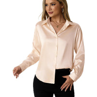 Sleek V-neck Cardigan Shirt In Satin