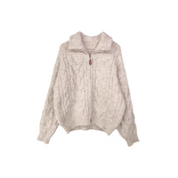 Women's Turtleneck Twist Zipper Cardigan Sweater