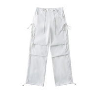 Lace-up Loose-fit Slimming Straight-leg Wide-leg Casual Pants