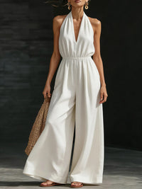 V-neck Halter Neck Jumpsuit For Women