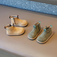 Children's Retro Solid Color British Style Cotton Boots
