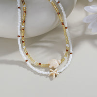 Cross-border Fashion Ocean-Style Turquoise Starfish Turtle Seed Bead Necklace