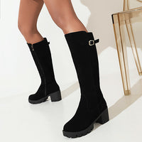 Womens Plus-Size Chunky Heel High-Top Boots For FallWinter