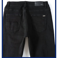 Black Patch Pleated Jeans For Men