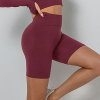 Seamless Peach Pleated Hip Lifting Tight Sports Yoga Shorts