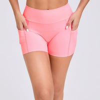High Waist Tight Yoga Shorts With Pockets On Both Sides
