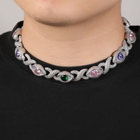 Exaggerated 15mm Zircon Infinity Eyes 8-Shape Cuban Necklace