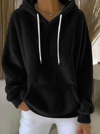 Women's Solid Color Lamb Fleece Lined Versatile Sweatshirt For Autumn And Winter