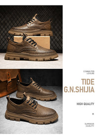 Summer Hollow Breathable High-grade Leather Shoes Platform
