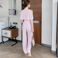 Royal Sister Temperament Halter Neck Off-shoulder Jumpsuit
