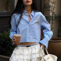 Casual Simple Style Solid Color Shirt For Women