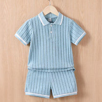 Polo Collar Stripes Shorts Design For Children