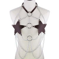 Leather Pentagram Chest Belt Body Chain