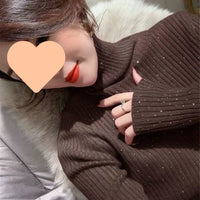 Thickened Starry Rhinestone Knitted Sweater
