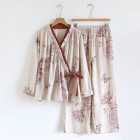 Womens Han-style Cross-front Long-sleeve Loungewear Set