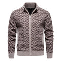 Fall Winter Men Fleece-lined Thickening Stand Collar Sweater Korean Style Casual Zipper Sweater Coat