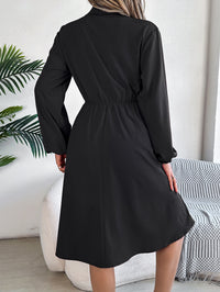 Women  Casual Button Tie Waist Long Sleeve Shirt Dress
