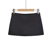 Summer New Sexy Low Waist Cropped Satin Skirt With Lining
