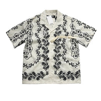 Vine Plant Printed Single-breasted Lapel Short Sleeve Shirt