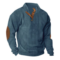 Men's Casual Stand-up Collar Long Sleeve Ribbed Corduroy Sweatshirt
