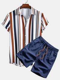Men's Cardigan Casual Suit Digital Printing Short Sleeve Shorts Suit