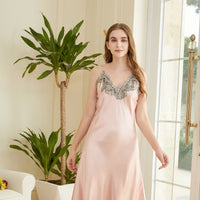 Women's Silk Lace Sexy V-neck Nightdress