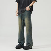 Retro Rust Blue Jeans Men's Loose Mop