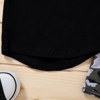 Black Camouflage Letters Pullover Boys' Suit