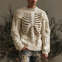 New 3D Digital Printing Fashion Casual Round Neck Thick Needle Sweater