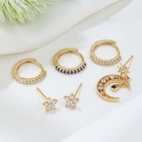 Real Gold Color Ear Clip Set Flowers