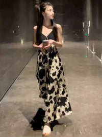 Contrast-color Printed Strap Dress For Women