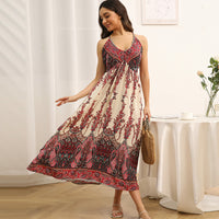 Womens Sleeveless Floral Print Slip Dress