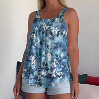 Womens Strappy Casual Sleeveless Tank Top With 3D Digital Graffiti Print