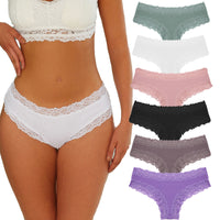 Rib Cotton Underwear Lace Sexy Pure Mid-waist French Style Women's Briefs