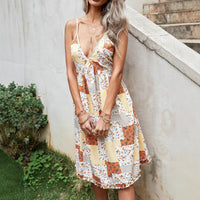 Loose-fitting Floral Print Slip Dress