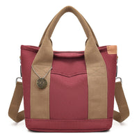 Women's Canvas Tote Bag With Contrasting Color Design