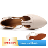 Soft-soled Mid- To High-heeled Modern Cha-cha Closed-toe Dance Shoes For Practice
