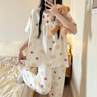 Cotton Three-piece Pajamas For Women Spring And Summer