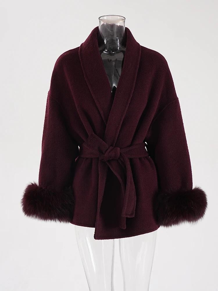 Fox Fur Double-sided Temperament Wool Overcoat