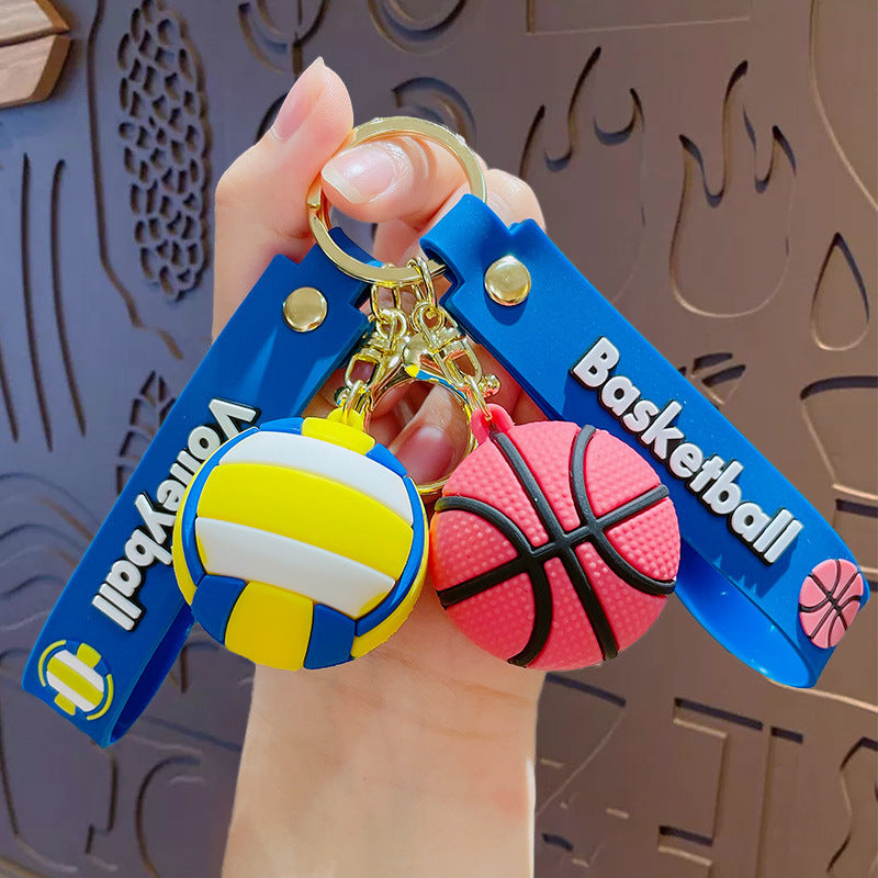 Creative Cartoon Ball Series Basketball Keychain Pendant Men's And Women's Schoolbags Ornaments