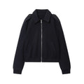 Women's Navy Blue Turn-down Collar Coat