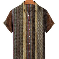 Men's Short Sleeved Lapel Printed Diamond Shaped Top