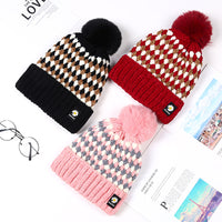 Women's Fashion Thick Warm Cute Fur Ball Knitted Hat